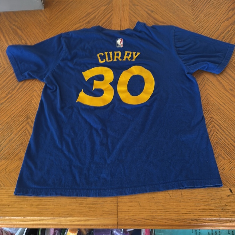 Adidas Blue Golden State Tee with Yellow Logo - Picture 4 of 4